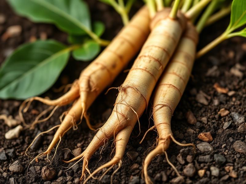 Natural botanical photograph of Panax Ginseng (root)